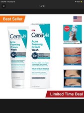 2 Pack CeraVe Acne Foaming Cream Cleanser 5oz - 10 Benzoyl Peroxide