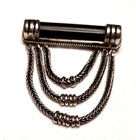 Rare Antique 925 Sterling Silver Bar Onyx Tube Cabochon Brooch Pin - Gorgeous! — photo 4