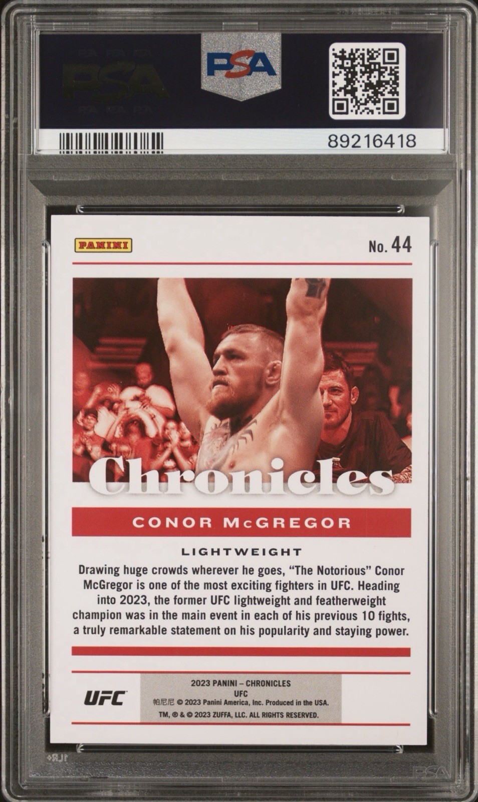 2023 Panini Chronicles UFC Conor McGregor #44 Gold /10 PSA 9 view 2