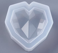 Faceted Heart Silicone Mold for Epoxy, Candy or Soap Inner Size 42x42mm Set of 5