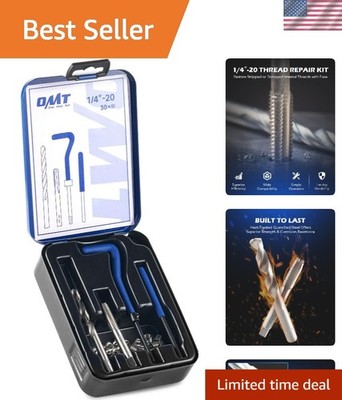 Ultimate 1/4''-20 Thread Repair Tool Set with Stainless Steel Inserts & Drill