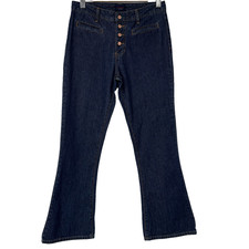 Y2K Tommy Hilfiger Womens Tommy Girl Jeans 9 Button Fly Flare Dark Wash Retro