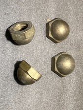 4 Count/lot Vintage Patina Brass Acorn Hex Cap Nuts 3/8 NOS