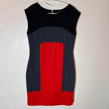 Banana Republic Colorblock Sheath Dress Black Gray Red Size 4