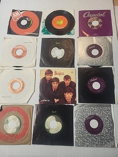 Lot of 12 Beatles vinyl records 7 inch singles Original No Scratches Descent