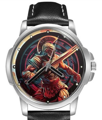 Spartan Warrior Of Sparta Selten Lederarmband Big Ziffernblatt Armbanduhr