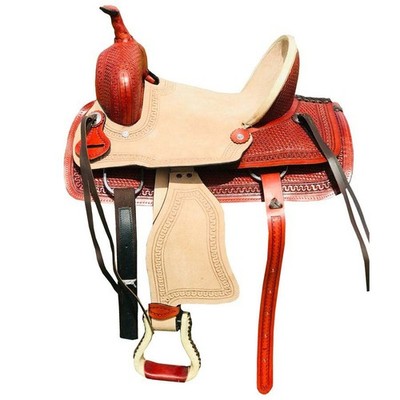 Barrel Racing Roughout Western Horse Saddle Leather Tooled Carved Hard Seat Tack