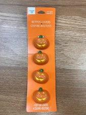 Set of 4 Vintage Ambassador Button Covers Halloween Pumpkins Jack-o-Lanterns NEW
