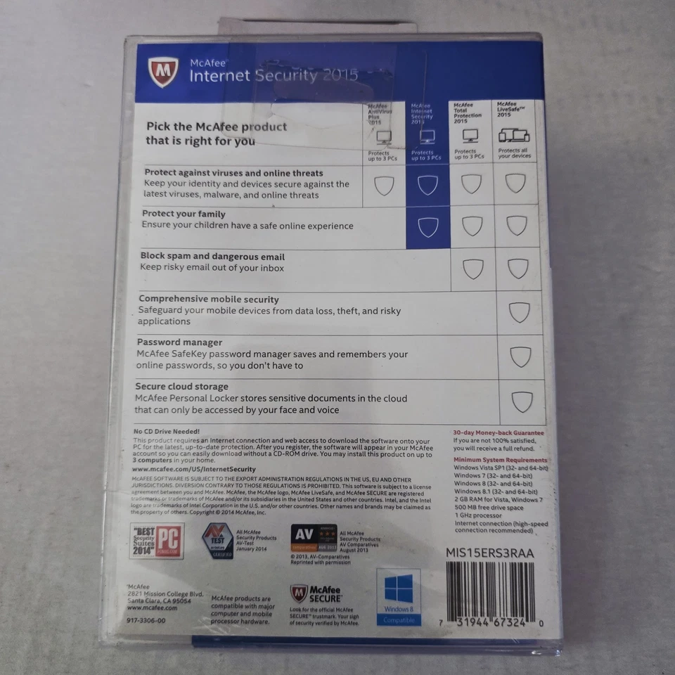 McAfee Internet Security  2016  for Windows, Mac & iOS,  Android Devices SEALED - Image 2 of 2