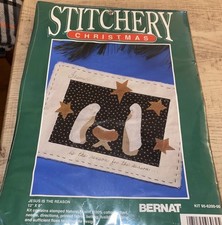 Jesus is the Reason Craft Embroidery Kit Bernat Stitchery Christmas Nativity NEW