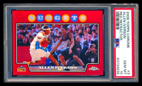 Allen Iverson [Red Refractor] #3 2008 Topps Chrome card