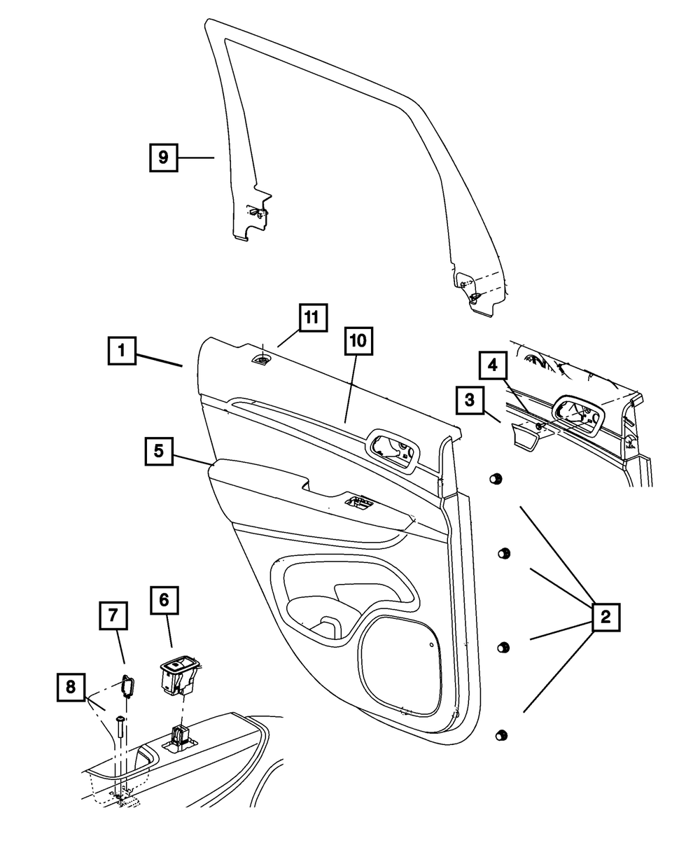 Genuine Mopar Rear Door Trim Panel Right 1UF921X9AB