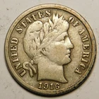 1916 S Barber Dime 90% Silver F-VF  "Actual Coin Pictured - Not Cleaned"
