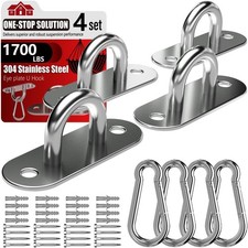 304 Stainless Steel Pad Eye Snap Hook, M10 Ceiling Hook 1700lb, 8pc