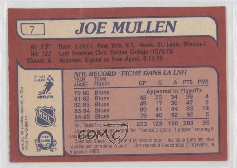 1985-86 O-Pee-Chee Joe Mullen #7 HOF - Image 2 of 2