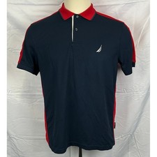 Nautica Navtech Performance Men's L Navy Red Collar Polo Shirt