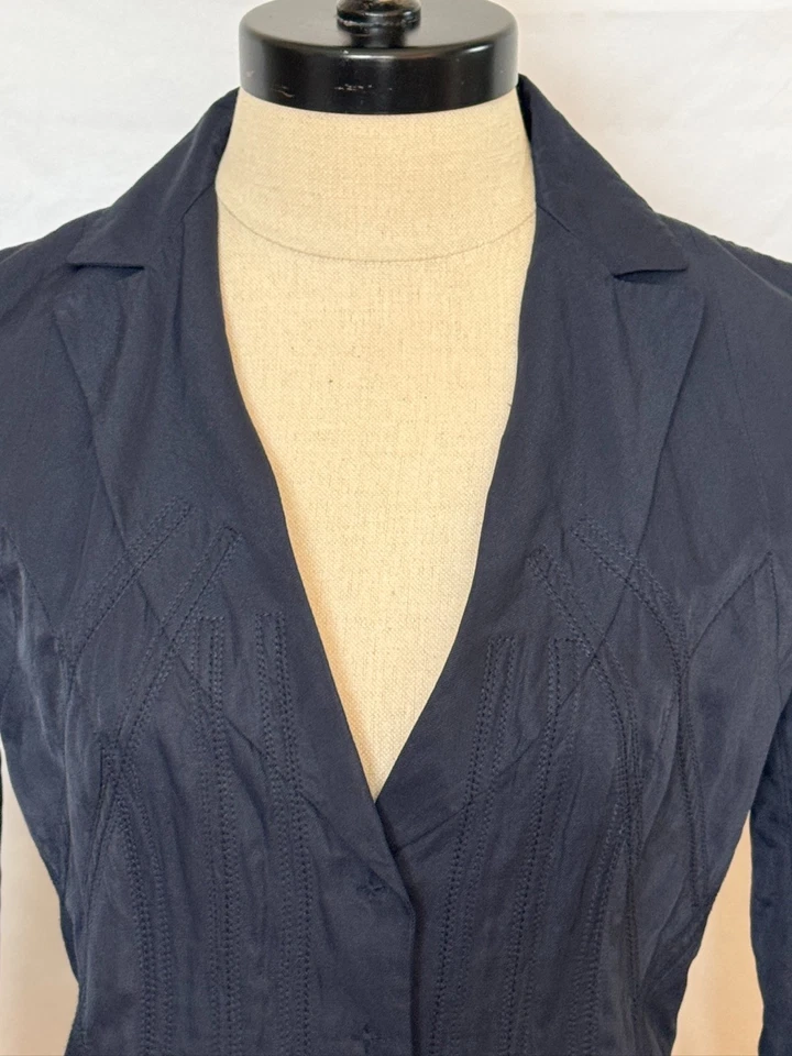 Chaqueta Blazer Elie Tahari Azul Marino Ajustada Para Mujer Talla S Cosida Contorno Foto 3 de 4
