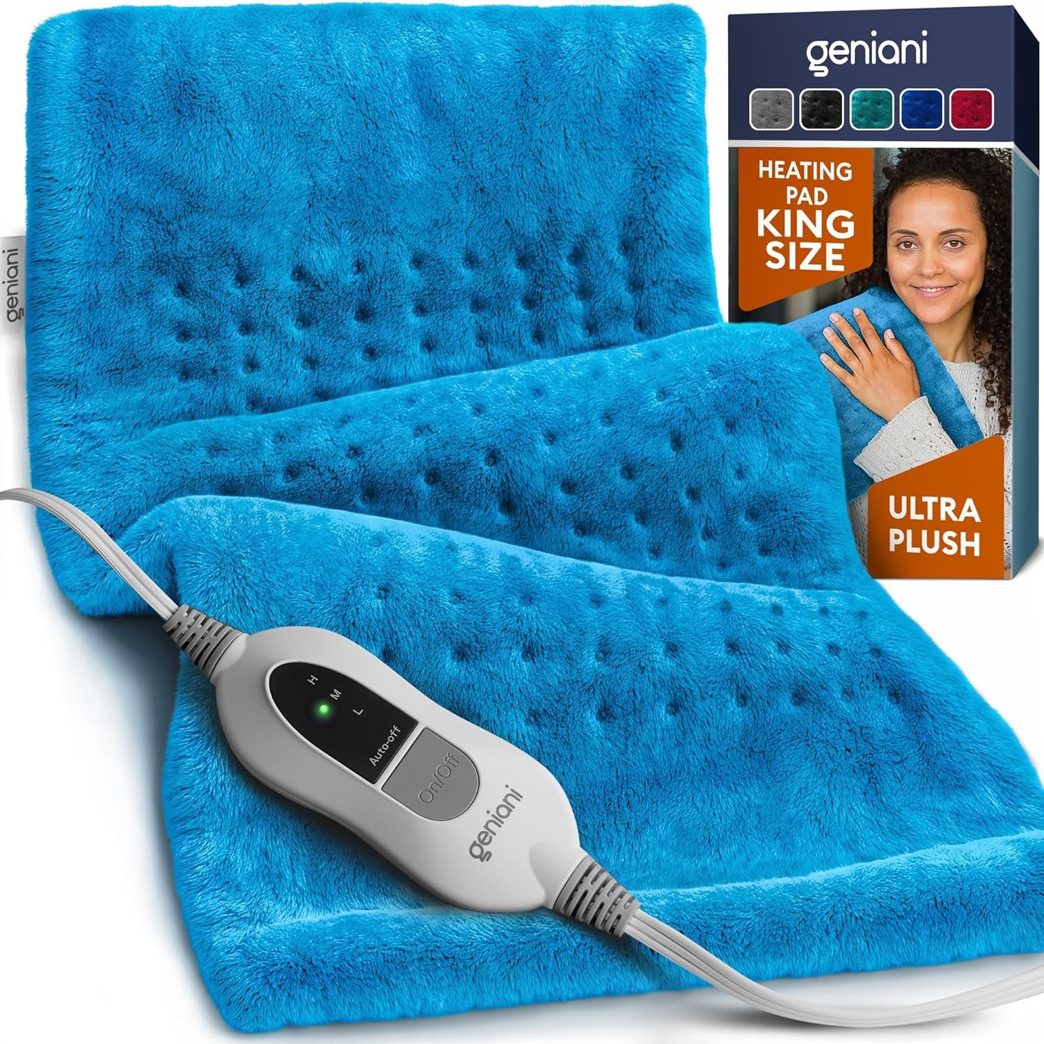 For Back Pain Relief Moist Heat Auto Shut Off 12x24 Blue
