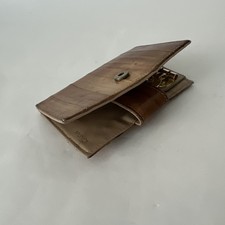 Vintage Mundi Brown Genuine Eel Skin Leather Key Holder Case Wallet Coin