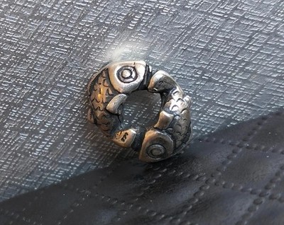 VERY RARE TROLLBEADS (2004) Happy Fish Bead Silver Charm TAGBE-10098 