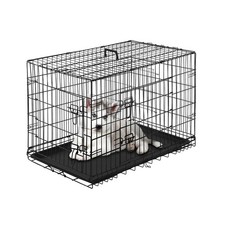 PayLessHere Small Dog Crate Kennel 24 inches Metal Dog Cage Double-... Fast Ship