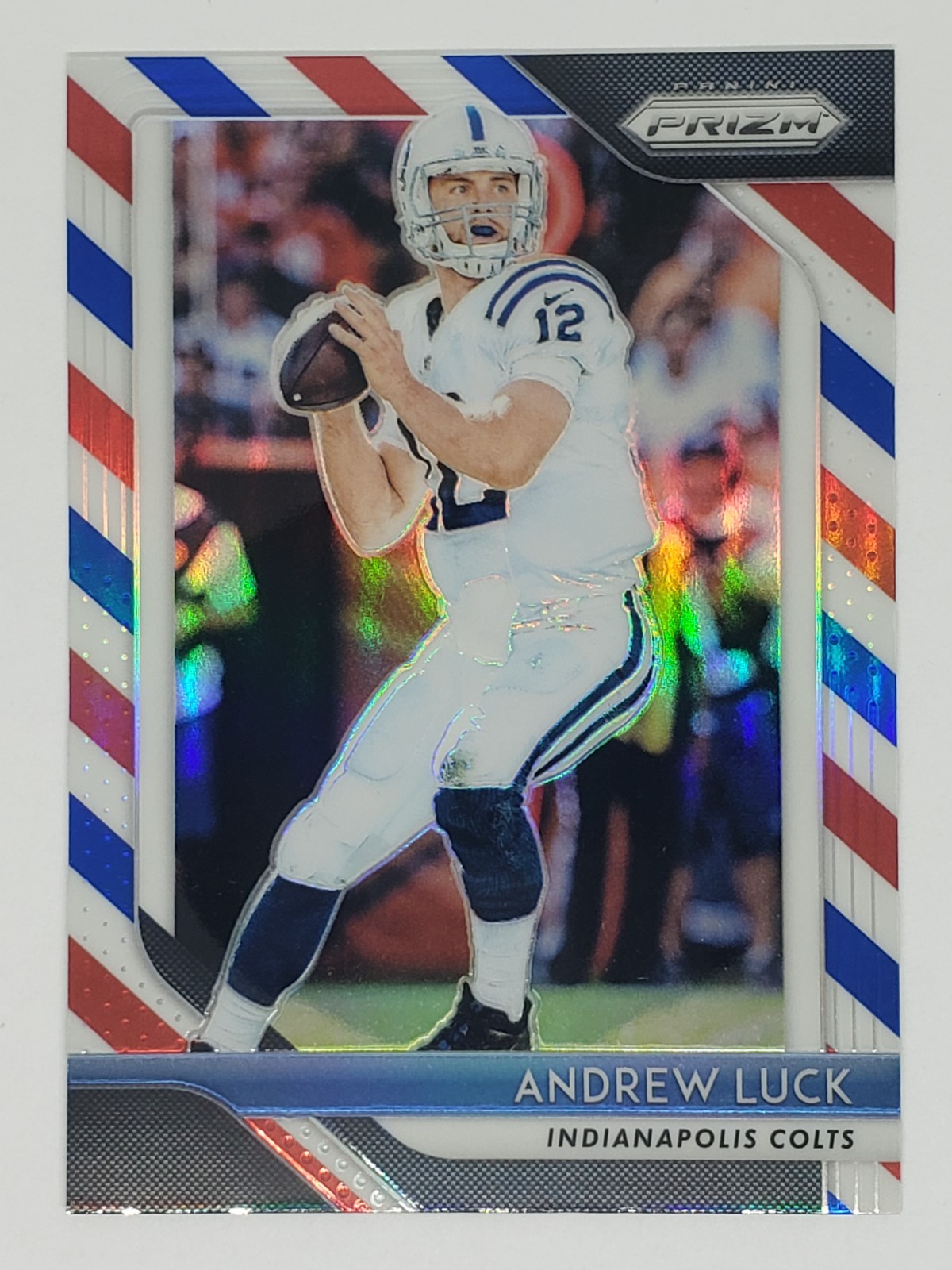 Andrew Luck 2018 Panini Prizm #114 Red White & Blue Prizm Indianapolis Jaguars