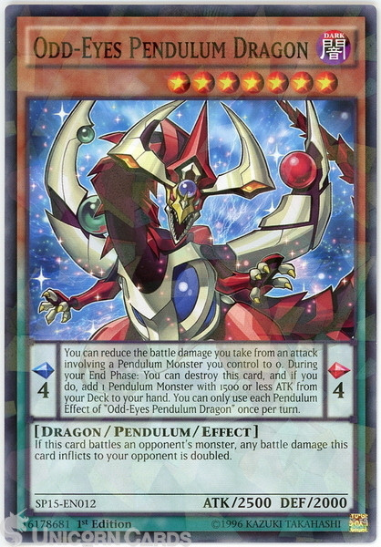 SP15-EN012 Odd-Eyes Pendulum Dragon :: Shatterfoil Rare 1st Edition Mint YuGiOh