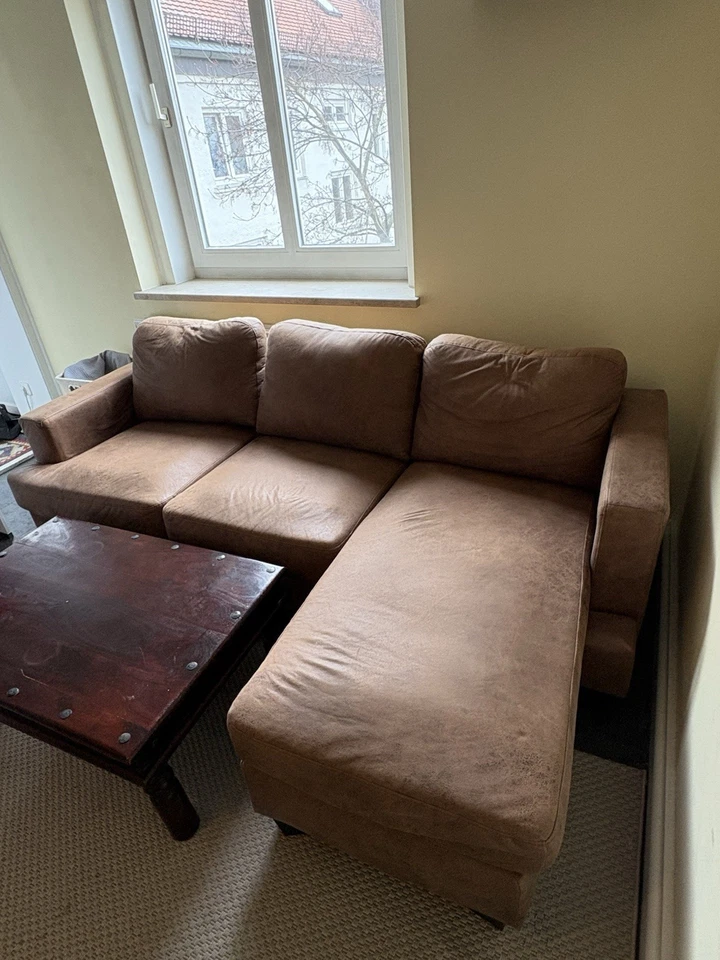 Ecksofa - Ecke wechselbar - Microfaser - Vintage-Leder-Look - Bild 3 von 4