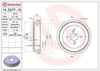 2X Brembo Bremstrommel 14.E277.10 FüR Toyota Yaris Vios KSP130_ KSP130 GPL VVT