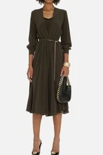 MAX MARA Studio,  100% Silk Dress Leather Belt,  Size 10 US, 12 GB, 40 DE, 44 IT