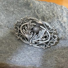 Vintage Thistle Brooch Pin, Celtic Irish Coat Scarf Kilt Lapel Hat Pin