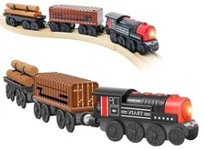 Motorized Train for Wooden Track, 3Pcs Train Toy Set for 3 4 5+Years Old Boy ...