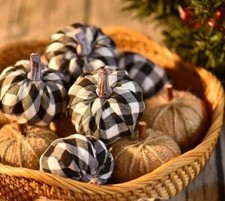 Fall/Autumn pumpkins Natural/Buffalo check-se...