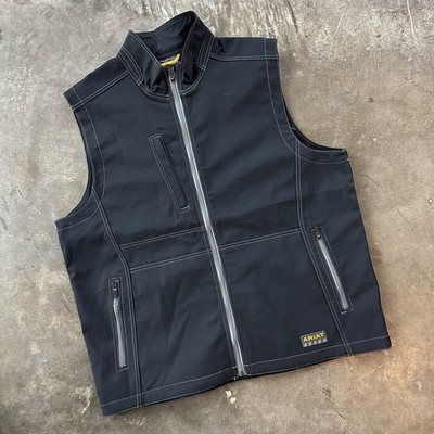 NEW Mens Ariat Rebar Canvas Softshell Full Zip Vest Jacket Black X-Large XL