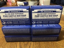 6x Dr Bronners All One Hemp Peppermint Pure Castile Bars Soap w Organic Oils