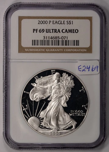 2000-P 1 oz American Silver Eagle - NGC PF 69 Ultra Cameo - SKU-E2469