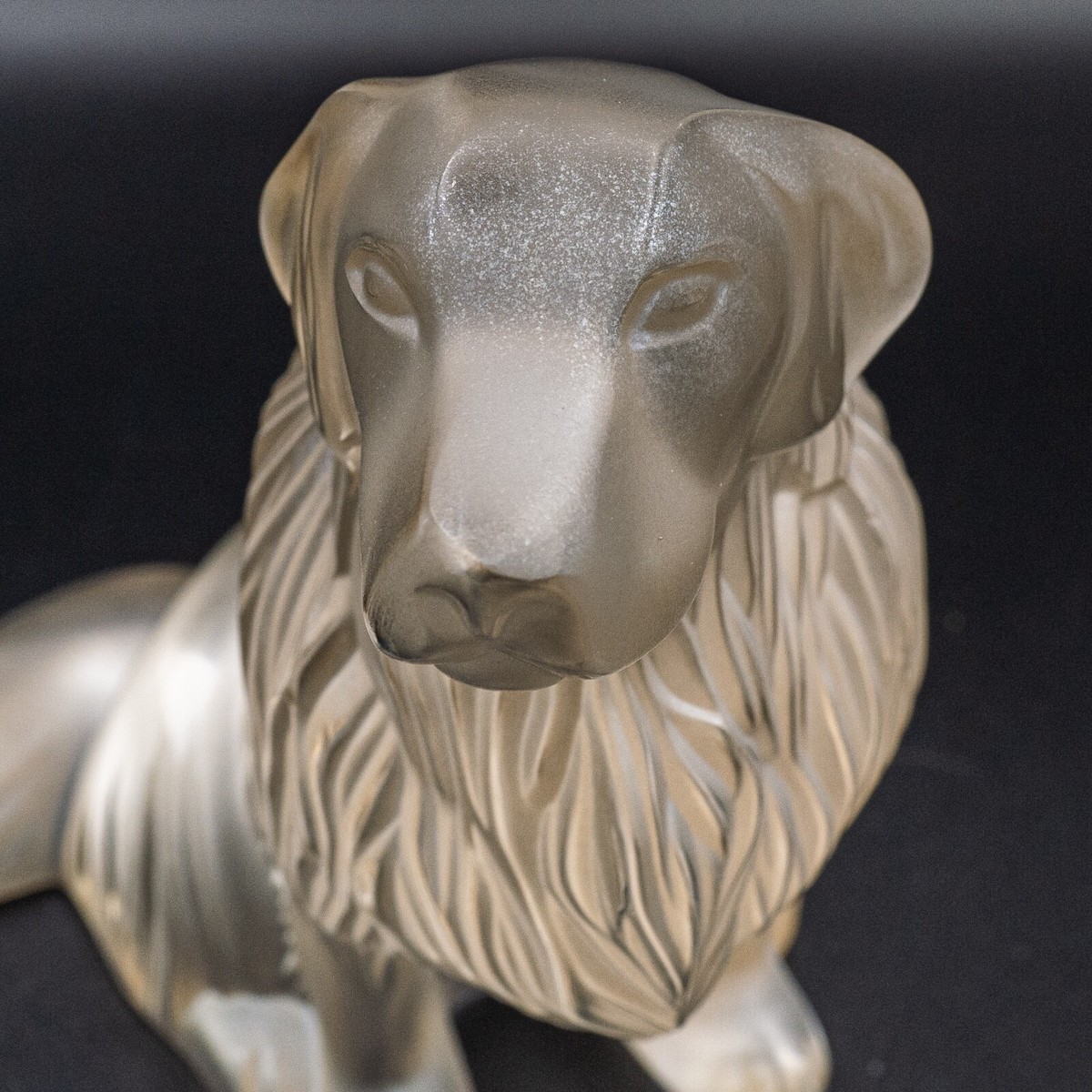 Lalique France Crystal Chien Golden Retriever Dog Gold Yellow