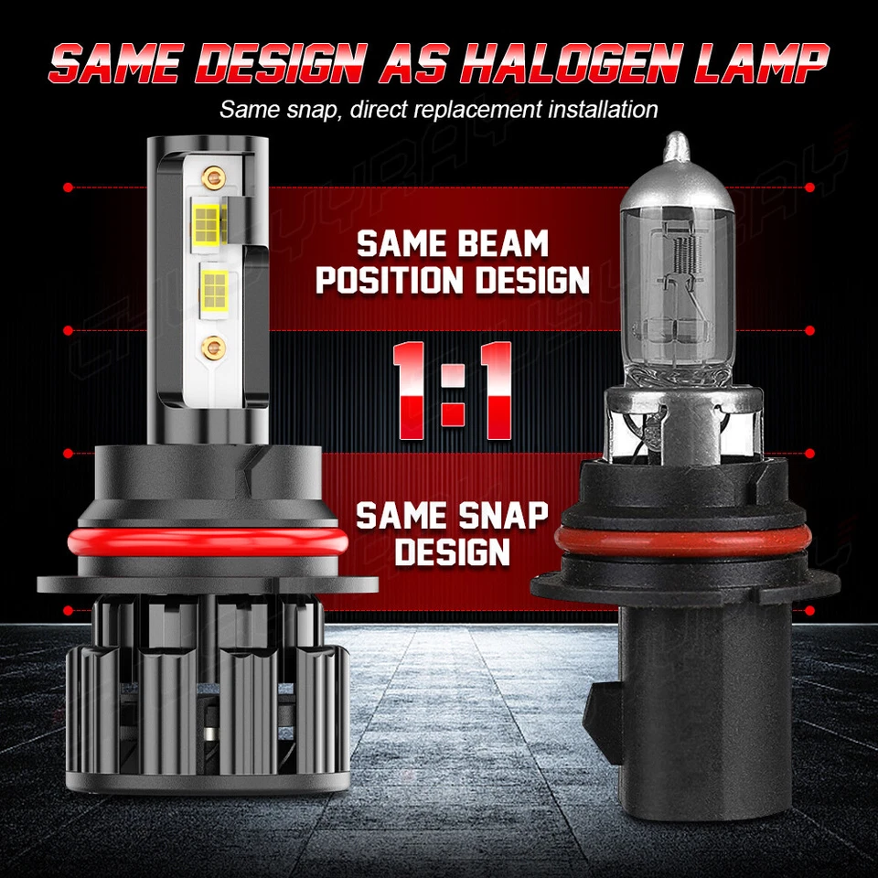 For Eagle Vision 1993-1997 6000K LED Headlight High/Low + Fog Lights Bulbs Combo - Image 3 of 4