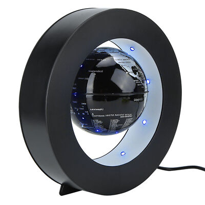(Silver Black EU Plug)Electronic Magnetic Levitation Floating Globe With LED
