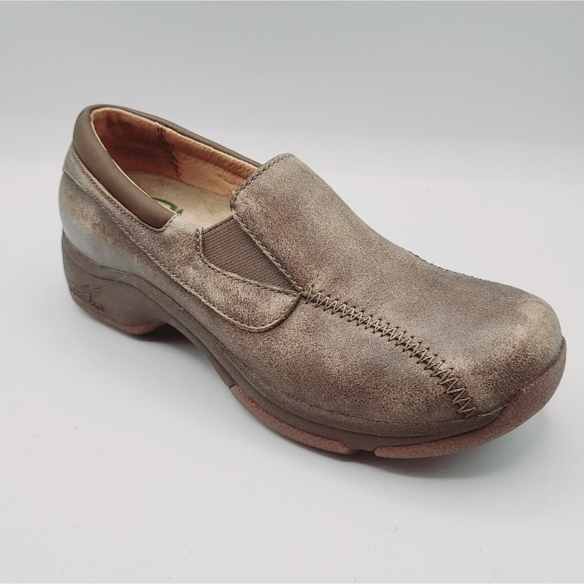 Dansko Brown Leather Slip-On Clogs Dansko Brown Pebbled Leather 39 Clogs Slip On | Mercari main image 4