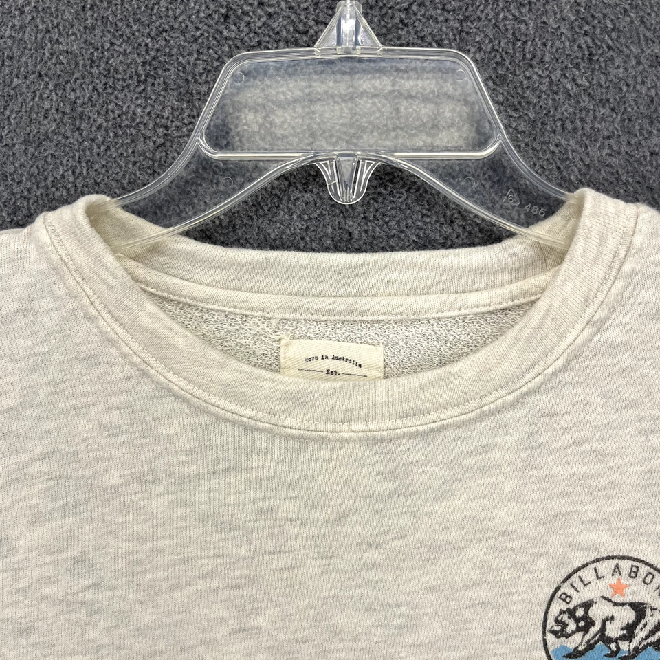 Billabong Sweatshirt Youth Large Beige Graphic Print Logo Design striped sleeve - Image 3 of 4