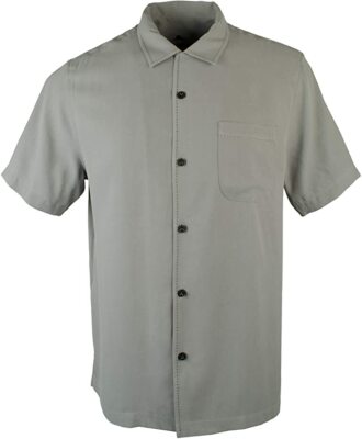 Tommy Bahama T319071 Men's Catalina Twill Camp Shirt Silk-Cotton Shadow M 