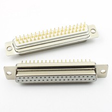 2Pcs Gold Plated D-SUB 37 Pin Female Machine Round Straight DIP Connector 2 Rows