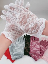 Women Lady Black White Opera Hen's night Lace Fancy Party short Costume Gloves