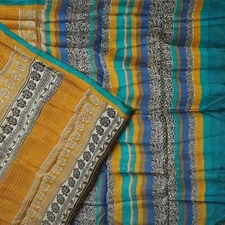 Namaste Vintage Brown Sarees 100% Pure Silk Printed Indian Sari 6YD Craft Fabric