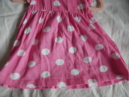 Rosa gepunktetes Baby Mädchen Kleid Alter 3-6 Monate Studio Kurzarm Baumwolle gepunktet - Bild 3 von 8