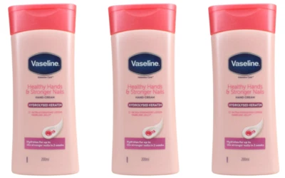 Vaseline Healthy Hands & Stronger Nails Hand Cream 200ml x 3 | Nail Care Lotion