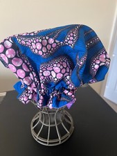 African Prints Patterns Multi Color Big Bonnet w/Satin Lined. Made in India.