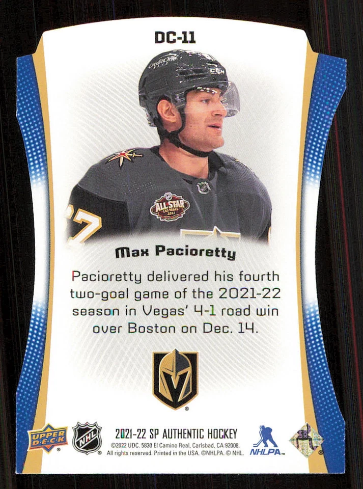 2021-22 SP Authentic Die Cuts Blue #DC11 Max Pacioretty - Image 2 of 2
