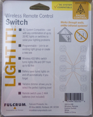 Fulcrum Light It Wireless Replacement Switch Parts White 1 PK  